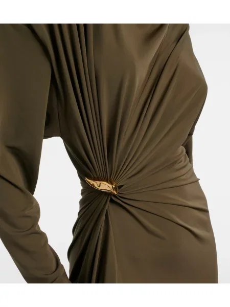 Rochie maxi Bottega Veneta din jerseu de costum verde