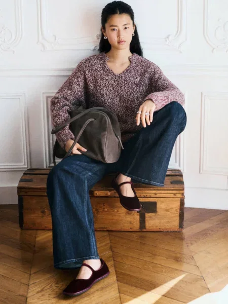 Melanżowy sweter z mieszanki wełny Teen L MANGO TEEN różowy