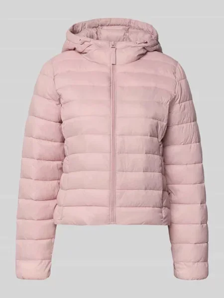Kurtka pikowana o kroju regular fit z kapturem model ‘TAHIA’ Only różowa