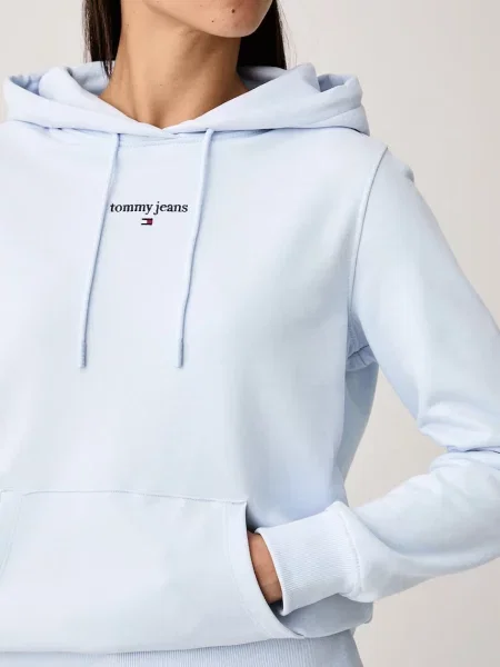 Суичър с качулка Tommy Jeans с качулка синьо