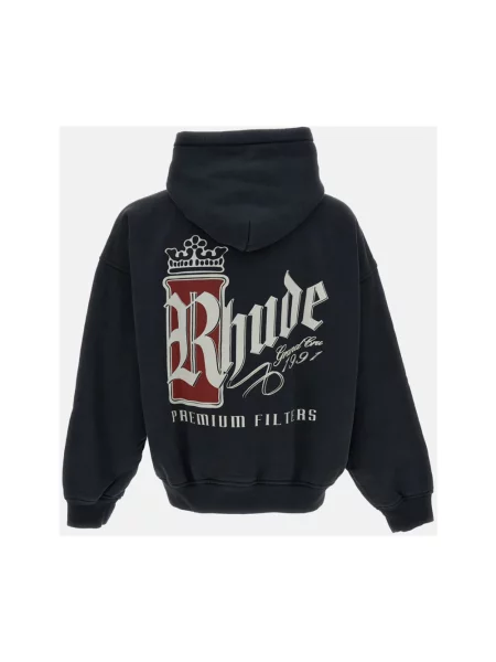 Bluza z kapturem Rhude z nadrukiem z dżerseju czarna