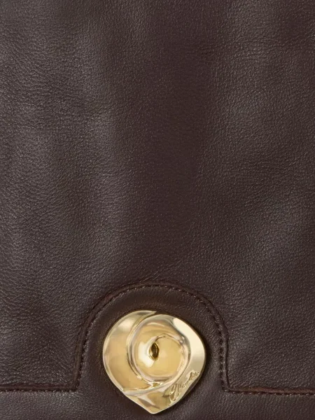 Kožené rukavice Claudie Pierlot s autogramem hnědé