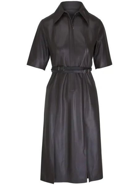 Rochie midi Akris din piele până la genunchi de costum maro