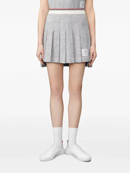 Fustă Thom Browne din tweed gri