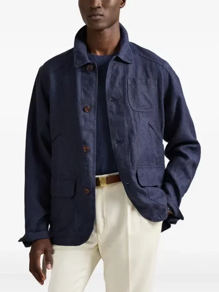 Șapcă Polo Ralph Lauren cu două rânduri de nasturi de in în carouri albastru