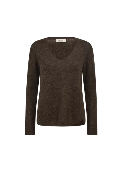 Dzianinowy sweter Mos Mosh brązowy