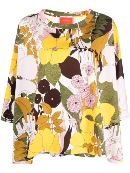 Top La Doublej cu model floral cu imagine roz