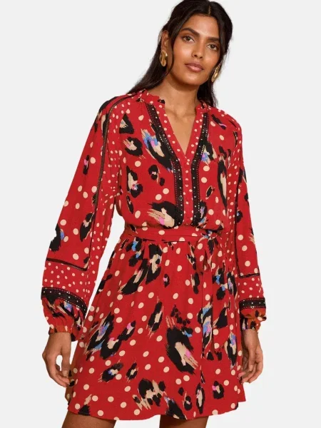 Love & roses Obleka / modra / svetlo roza / rdeča bež