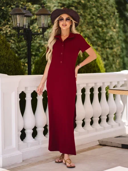 Сукня максі ISSA Plus комбінований верх бордовий