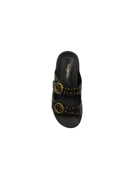 Pepe Jeans papuci POLA BUCKLE cu platforma negru