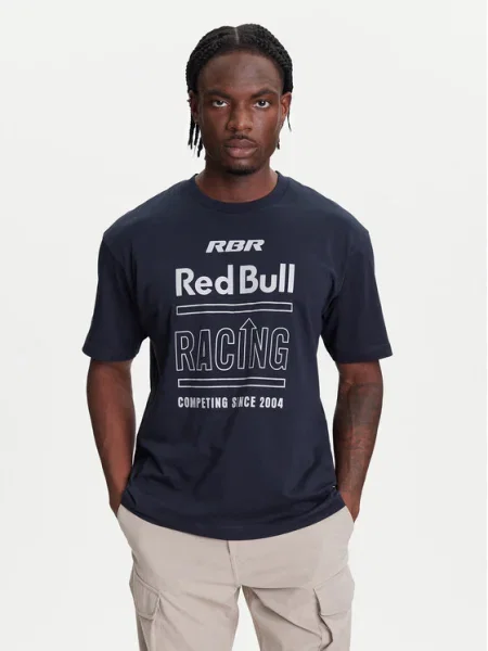 Тениска Red Bull Racing x Pepe Jeans RACING HISTORY TEE тъмносиньо с принт червено