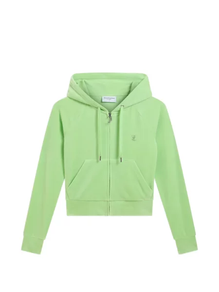 Hanorac cu glugă Juicy Couture din velur verde