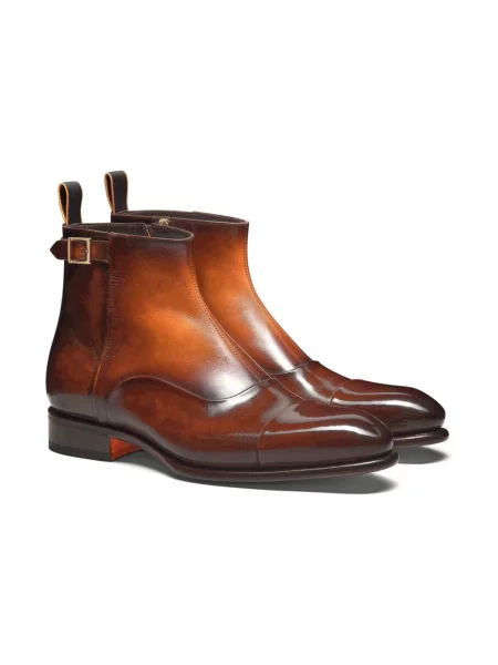 Buty do kostki Santoni skórzane pomarańczowe