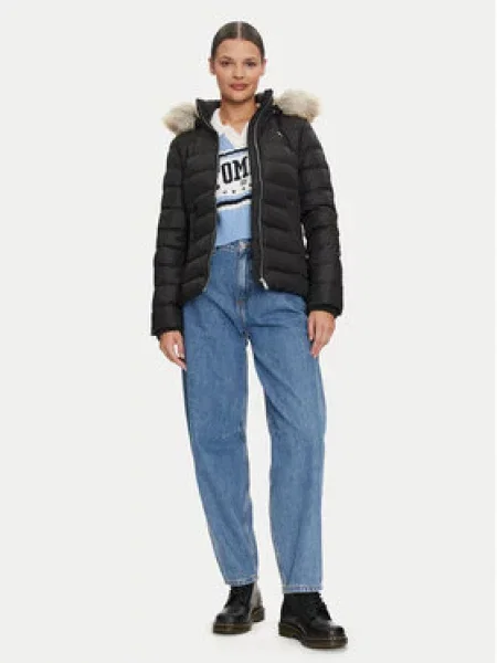 Tommy Jeans Vatovaná bunda Basic černá