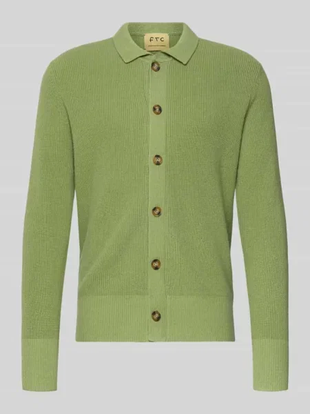 Kardigan rozpinany krój regular fit z domieszką kaszmiru Ftc Cashmere zielony