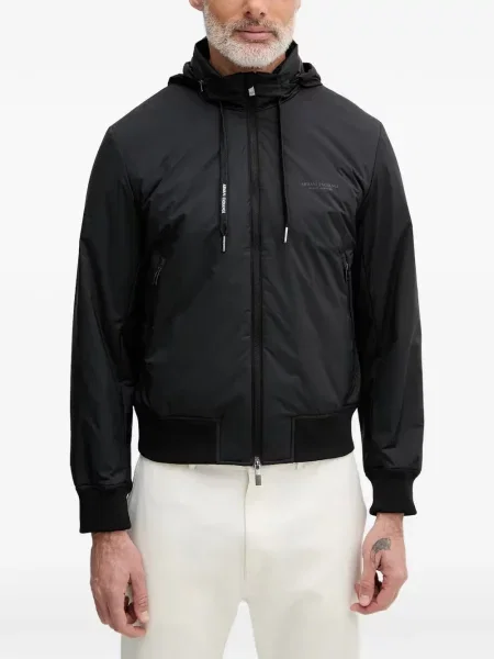 Geacă Armani Exchange cu glugă cu imagine negru