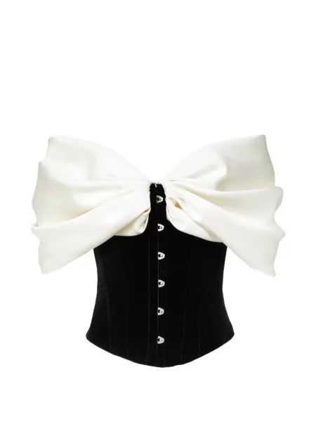 Top Costarellos cu funde de catifea tip corset negru