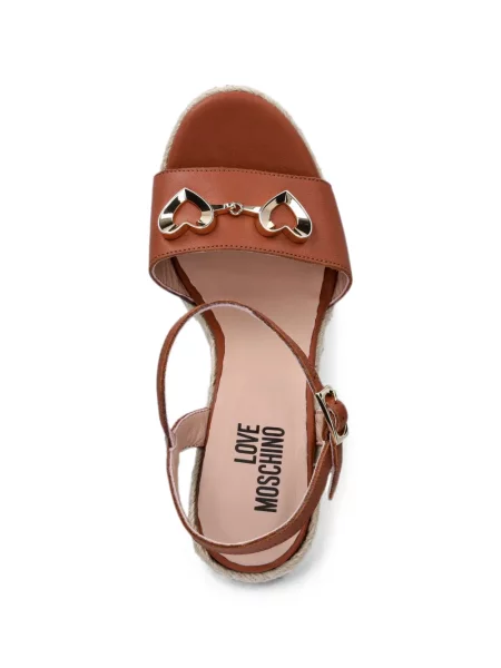 Еспадрили Love Moschino с клин ток със сърца кафяво