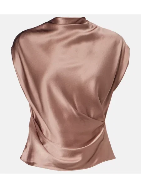Top The Sei din satin drapat maro