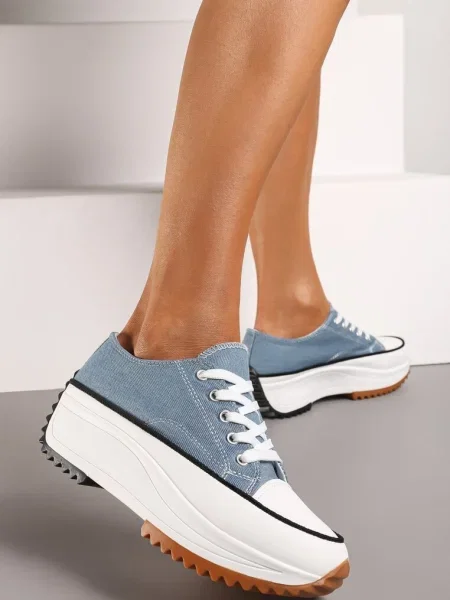 Tenisi albastri cu șireturi și platformă Nestaso albastru