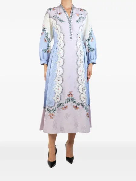 Rochie maxi Vilshenko cu model floral cu imagine violet