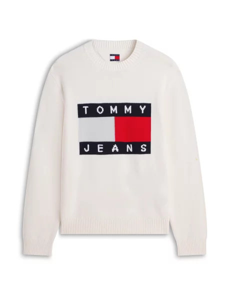 Tommy Jeans Pulover albastru închis / roșu intens alb