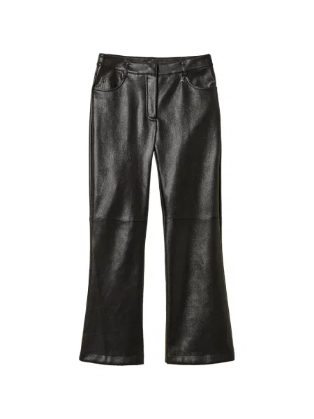 Pantaloni Twinset din piele evazate negru