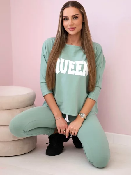 Komplet dresowy Kesi z nadrukiem khaki