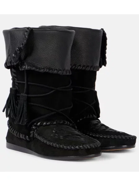 Cizme scurte Isabel Marant din piele de căprioară negru