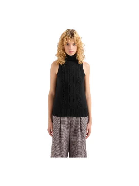 Dzianinowy sweter z golfem Armani Exchange czarny
