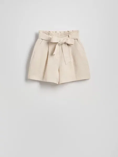 Reserved Шорти з домішкою льону бежевий