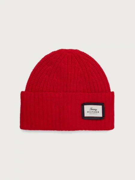Tommy Hilfiger σκούφος beanie ανδρικός μάλλινος κόκκινο