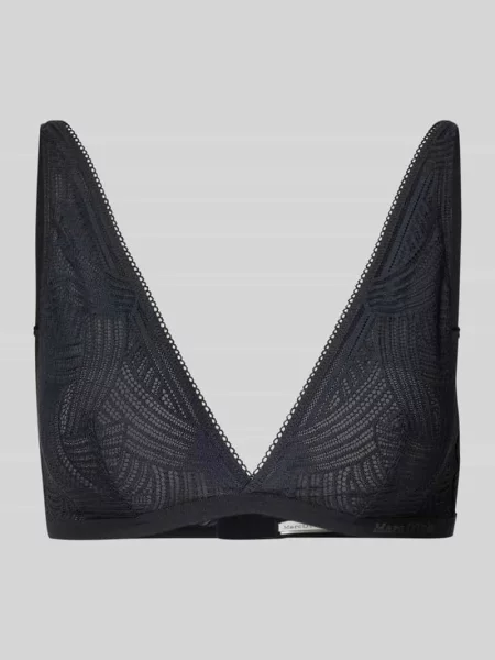 Biustonosz typu bralette o dopasowanym kroju z geometryczną koronką Marc O'polo czarny