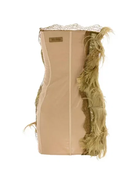 Rochie The Attico cu pene din dantelă