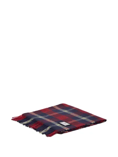 Fular Tommy Hilfiger cu franjuri de lână în carouri albastru