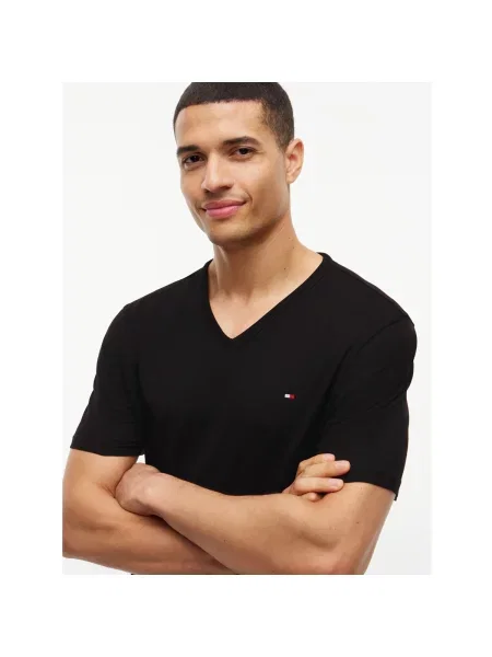 Pánske tričko Tommy Hilfiger Cotton V-Neck black/black/black čierna