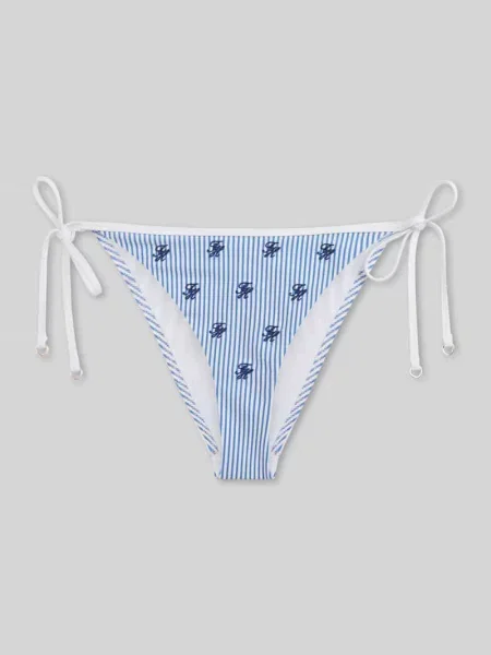 Figi bikini z seersuckeru z wiązanymi troczkami Tommy Hilfiger niebieskie