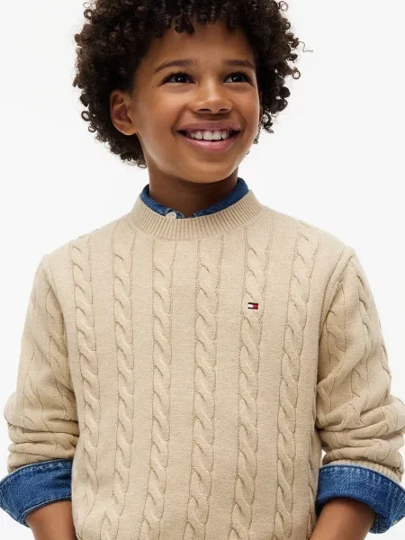 Tommy Hilfiger пуловер за деца от бежово