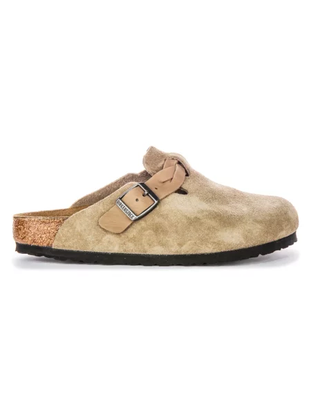 Klapki Birkenstock skórzane z nadrukiem biznesowe beżowe