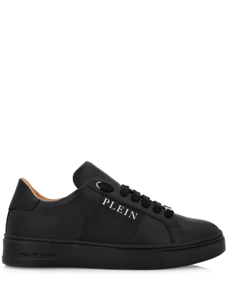 Sneakerși Philipp Plein din piele cu imagine negru