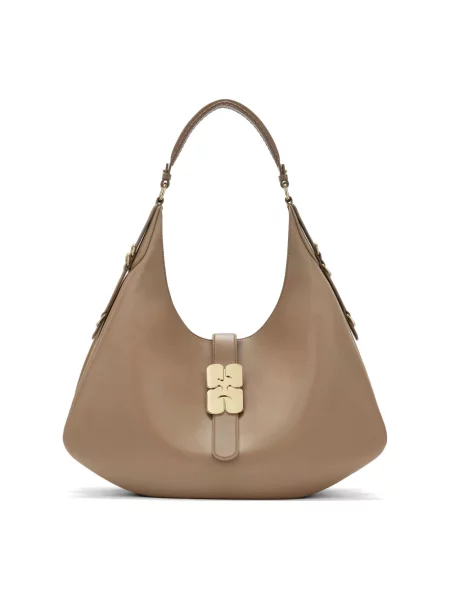 Torebka Ganni skórzana brązowa