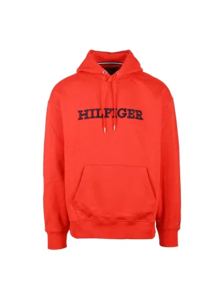 Bluza z kapturem Tommy Hilfiger z kapturem czerwona