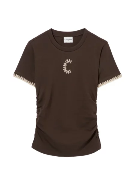Tricou Claudie Pierlot cu broderie maro