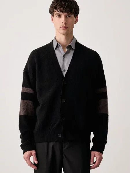 Marc O'Polo cardigan pentru bărbați cu lână negru