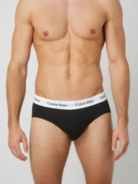 Slipy z bawełny mieszanej w zestawie 3 szt. Calvin Klein Underwear czarny