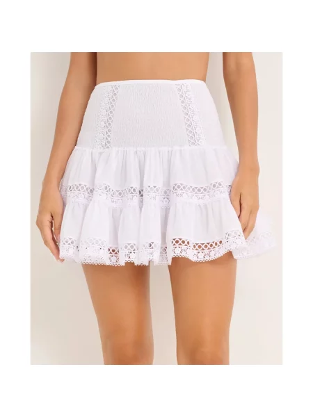 Mała mały spódnica mini Charo Ruiz Ibiza z falbankami biała