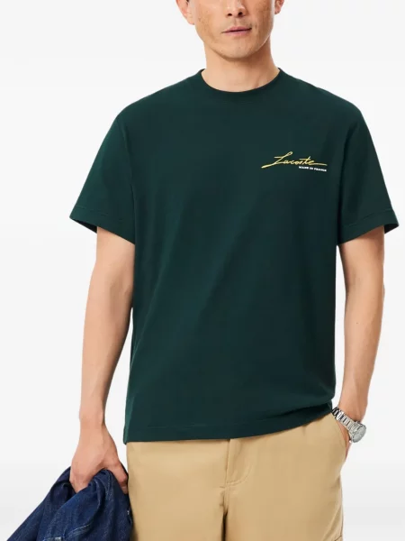 Tricou Lacoste cu broderie verde