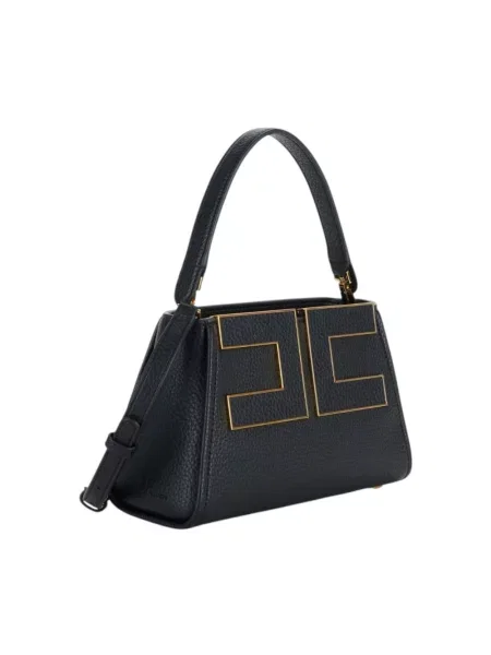 Torebka crossbody Elisabetta Franchi skórzana czarna