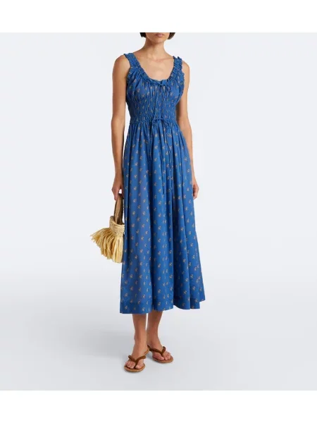 Rochie midi Dôen cu model floral albastru