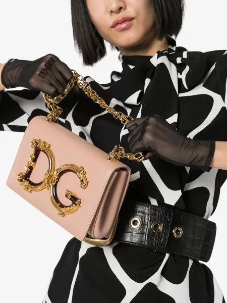 Kožená kožená taška Dolce & Gabbana DG Girls růžová